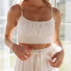 Petal & Pup White Ruched Crop Top